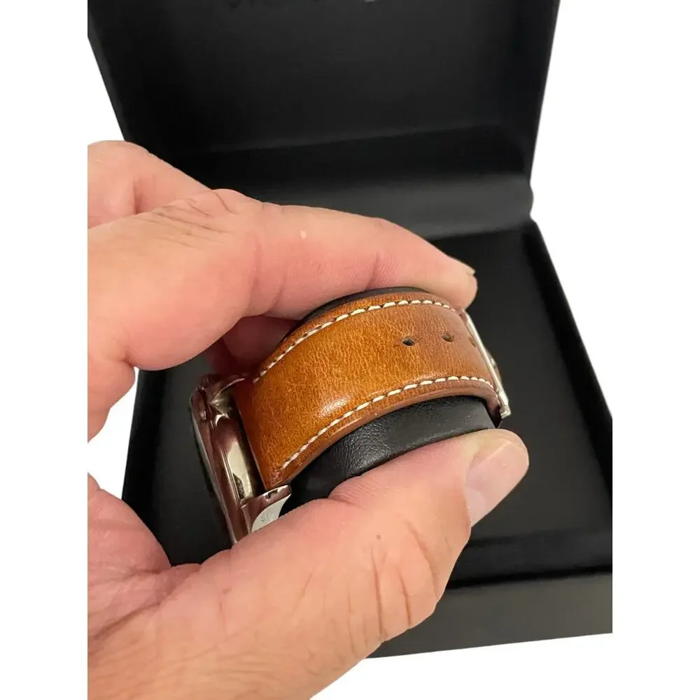 Movado Heritage Series Calendoplan Mens Watch Brown Leather Strap 40 mm 3650001